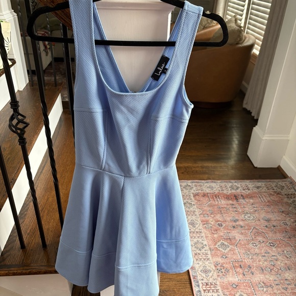 Lulus Home Before Daylight Light Blue Sleeveless Swing Dress - Picture 2 of 5